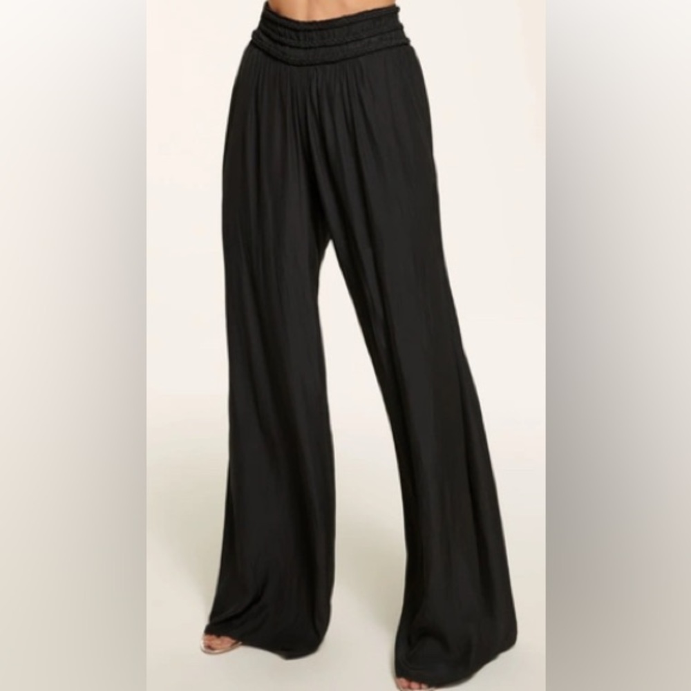 RAMY BROOK DOMINIKE SILK PANT BLACK Sz L *NEW w/tags*
